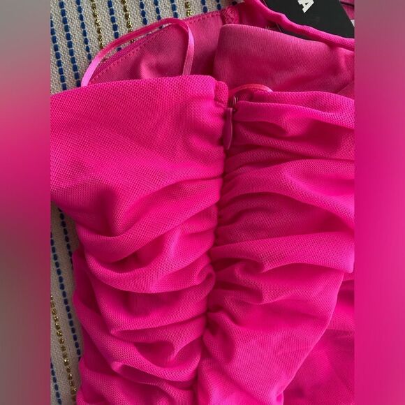 Fashion Nova Midi Dress Women Size XL Pink Ruched Lined NEW - Picture 13 of 16